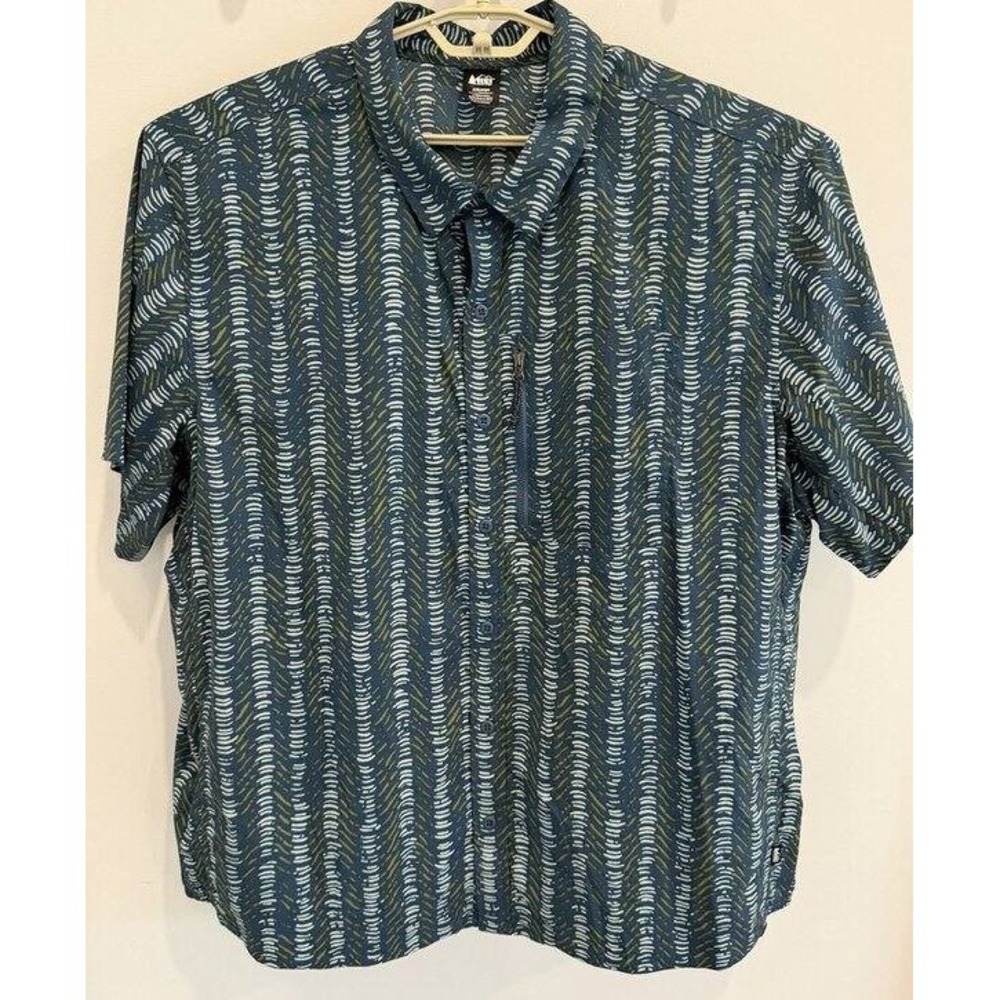 REI Co-op Trailmade Shirt Moisture Wicking Quick Dry Short Sleeve Wave Crest XXL